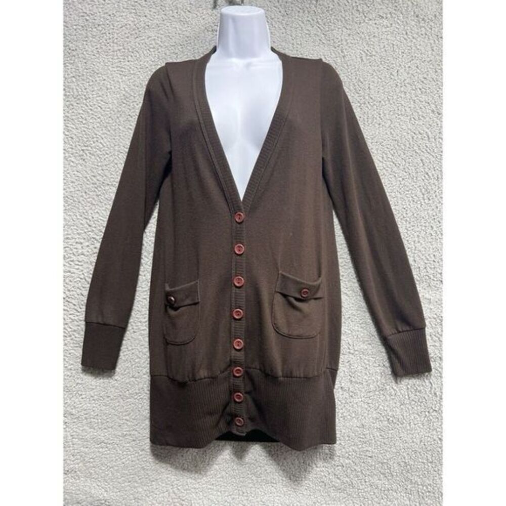 Timing Brown Cardigan Sweater Women Large Rayon Blend Teacher Lightweight Comfy‎
